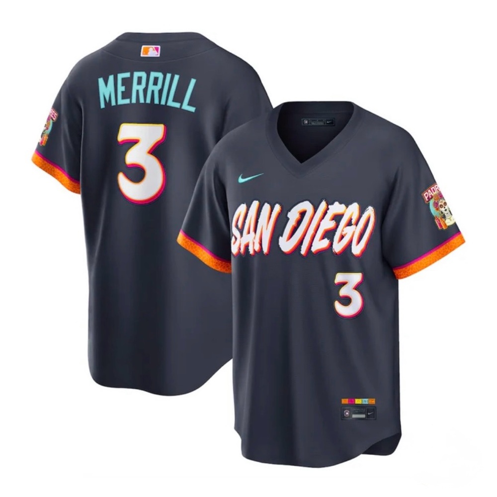 Jackson Merrill San Diego Padres Nike MLB City Connect Stadium Jersey Mens Small